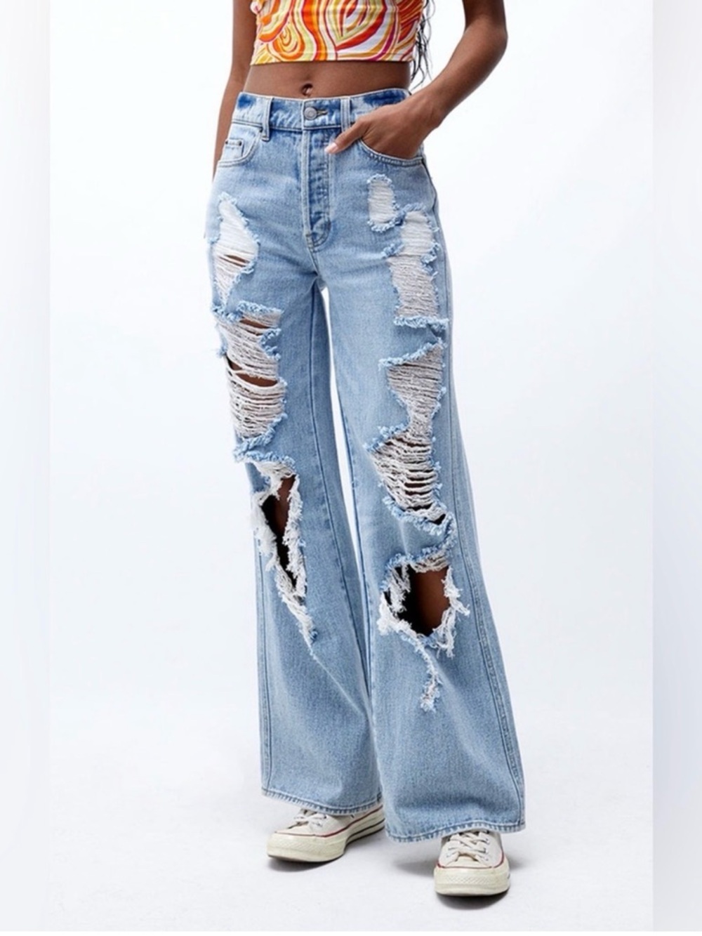 PacSun Distressed High Waisted Baggy Jeans • Sz 27
